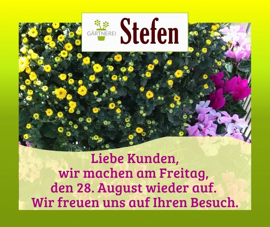 Wir machen am 28.08.2026 wieder auf